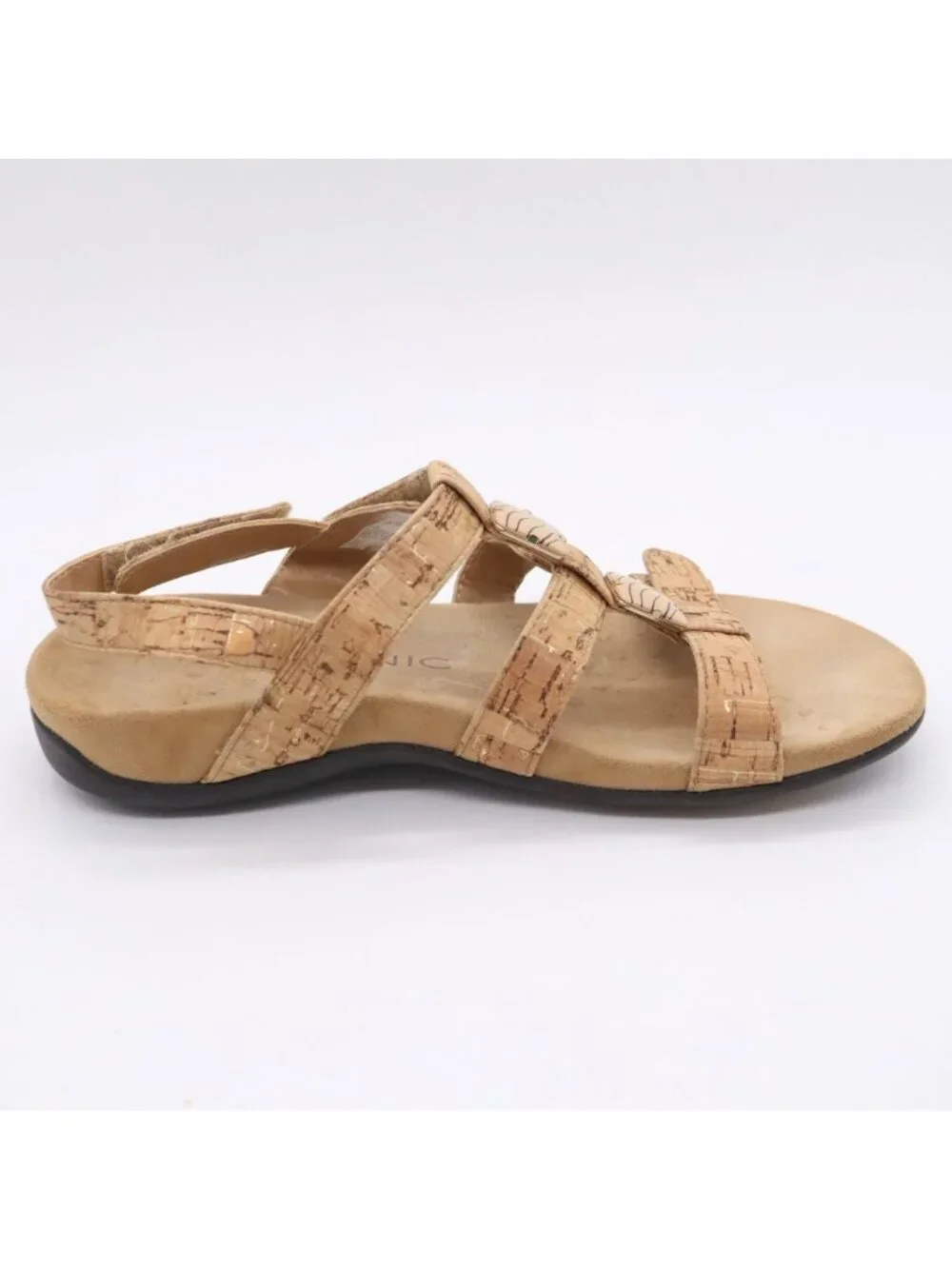 Vionic Sandals Amber Cork Strappy Women's Sz 6 Tan Comfort Orthotic Casual